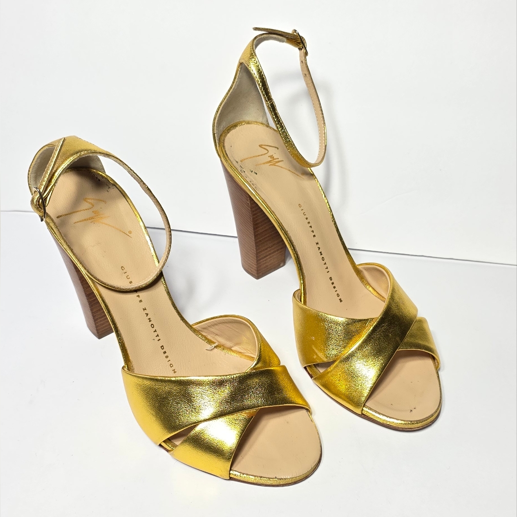 Giuseppe Zanotti Gold Cross-Strap Heels